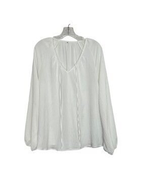 Unbranded Sheer Vneck Long Sleeve Blouse Top XL‎ White New WOT